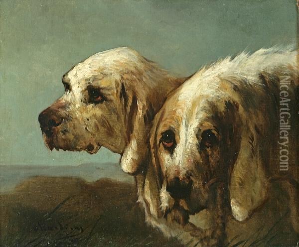 French Hunting Hounds Oil Painting - Jules Chardigny