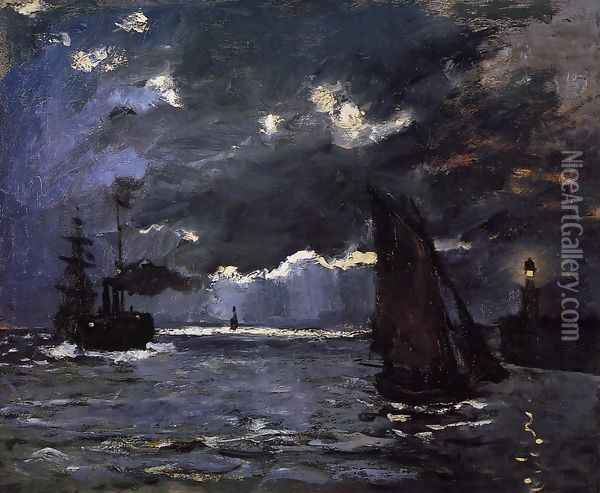 Seascape Night Effect Oil Painting - Claude Oscar Monet