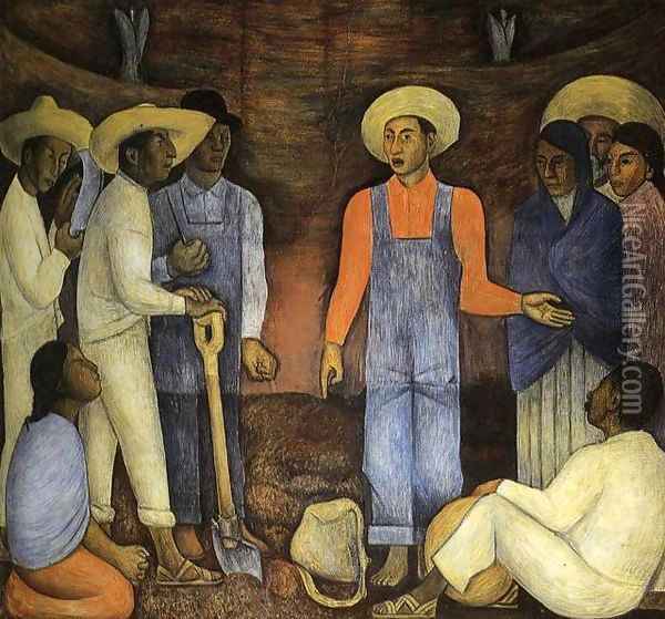 The Organization of the Agrarian Movement 1926 Oil Painting - Diego Rivera