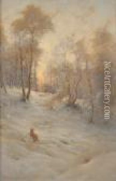 Fox And Pheasant In Snow Oil Painting - Joseph Farquharson