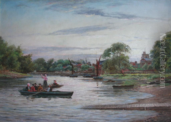 The Twickenham Ferry Oil Painting - Walter Duncan