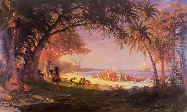 The Landing Of Columbus Oil Painting - Albert Bierstadt