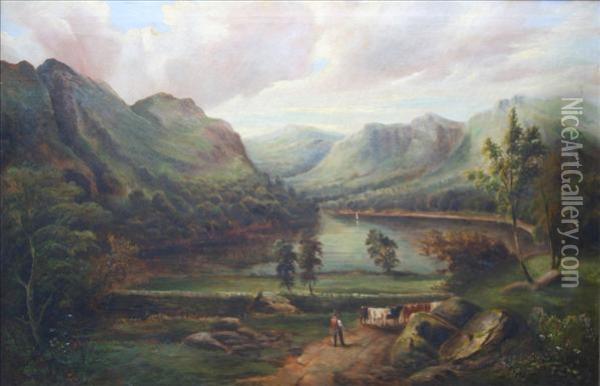Thirlmere Oil Painting - G. Leslie