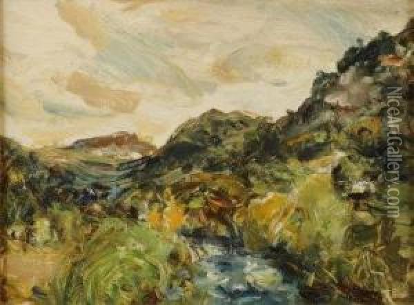 'highland River Landscape' Oil Painting - Peter Wishart