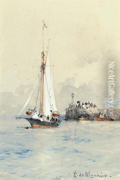 Prince Henry Of Prussia's Yacht Oil Painting - Eduardo de Martino