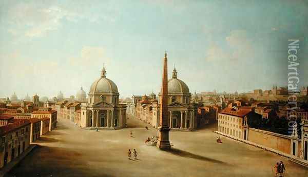 A View of the Piazza del Popolo Oil Painting - Antonio de dipi Joli