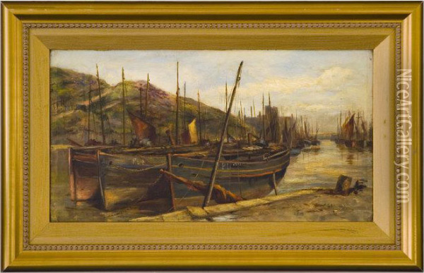 Harbour Of Peel Oil Painting - Annie Louisa Irwin