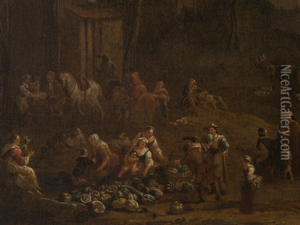 Market Scene Oil Painting - Peeter van Bredael