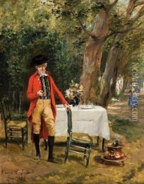 Een Afspraak Voor Een Middag-etentje Oil Painting - Georges Jules Auguste Cain