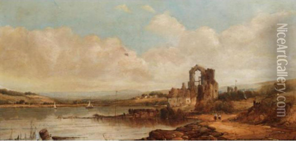 Landscape With Ruins Oil Painting - A.H. Vickers