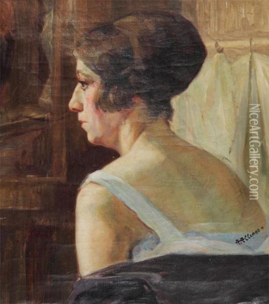 Portrait Of A Lady In Profile Oil Painting - Albert Alleman