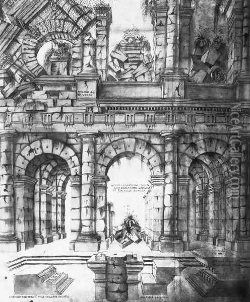 Ruins of the Ancient Roman Theater of Marcellus 1480s Oil Painting - Giuliano da Sangallo