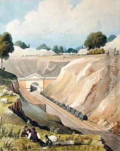 Entrance to the Tunnel at Watford Oil Painting - Thomas Talbot Bury