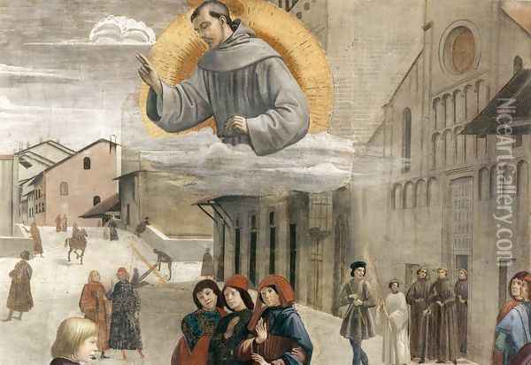 Resurrection of the Boy (detail 2) 1482-85 Oil Painting - Domenico Ghirlandaio