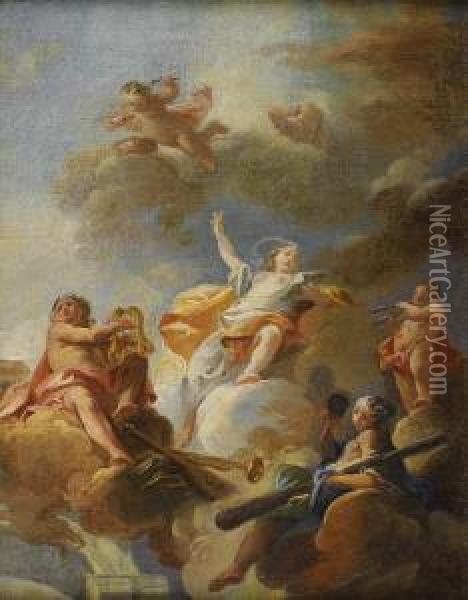 Triumph Of The Arts: Modello For A Ceiling Decoration Oil Painting - Franz Anton Maulbertsch