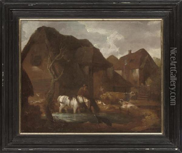 The Farmyard Oil Painting - Thomas Barker of Bath