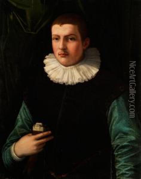Portrait Eines Junglings Mit Halskrauseund Ausgezogenen Handschuhen In Der Rechten Hand Oil Painting - Francesco Traballesi