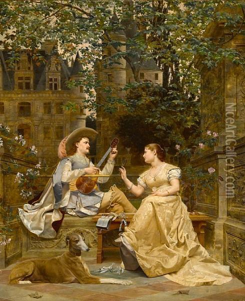 The Music Lesson Oil Painting - Paul Alphonse Viry
