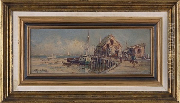 Provincetown Wharf Scene Oil Painting - Arthur Vidal Diehl