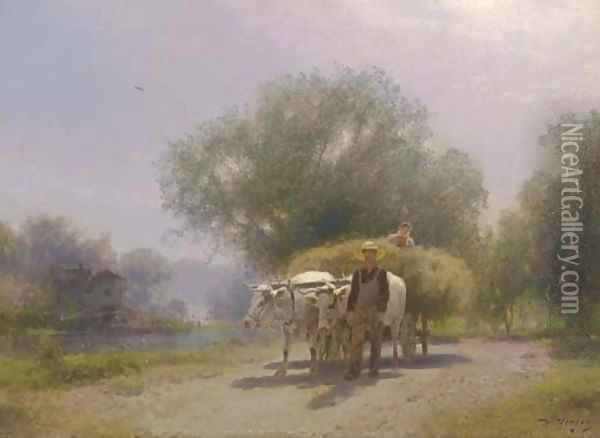 Harvest Scene in Flatbrookville Oil Painting - Herman Herzog