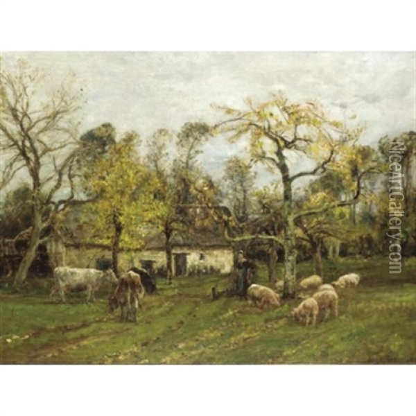 A Sussex Farmstead Oil Painting - Mark William Fisher
