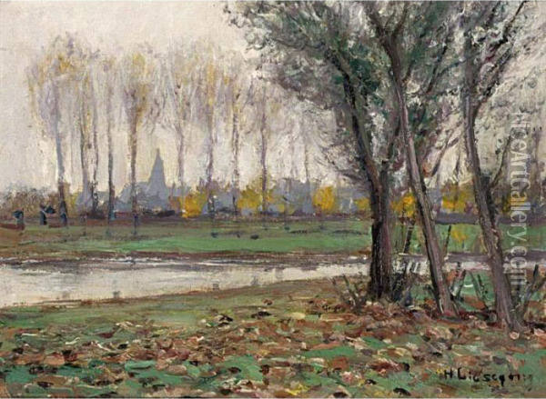 A Riverlandscape In Autumn Oil Painting - Helmut Liesegang