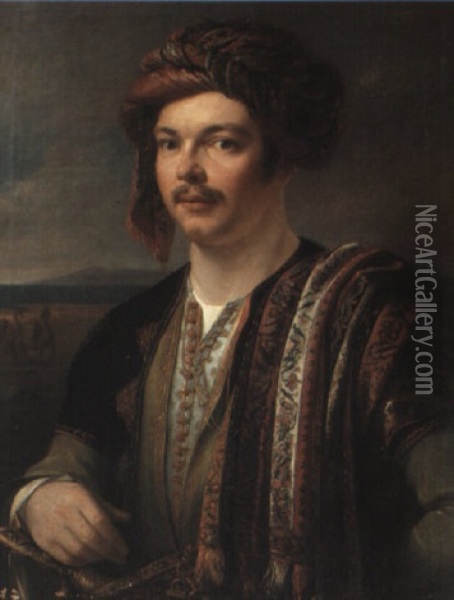 Portrait D'un Dignitaire En Costume Turc Oil Painting - Antoine Jean (Baron Gros) Gros