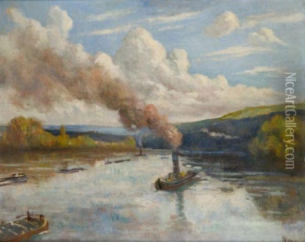 Rolleboise, La Seine Oil Painting - Maximilien Luce