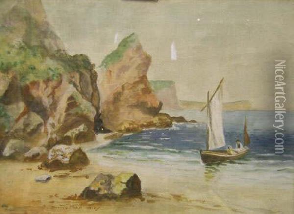 Sailing Boat Approaching Beach Oil Painting - Dorrie Mitchell