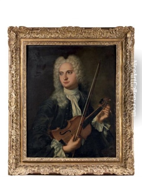 Portrait D'un Violoniste Oil Painting - Antoine Pesne