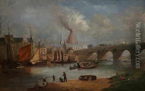 The Clyde At The Jamaica Bridge, Glasgow Oil Painting - John Fleming