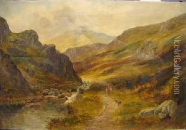Landscape With Mountain Oil Painting - Henry W. Henley