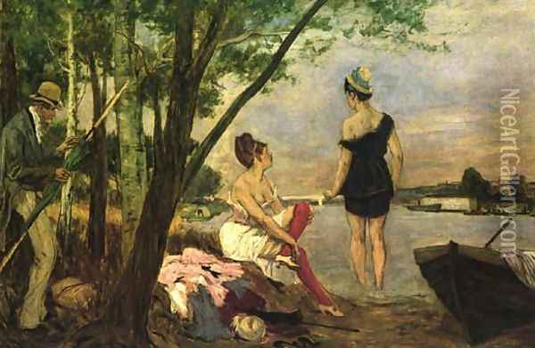 Sunday at Bougival Oil Painting - Felicien Rops