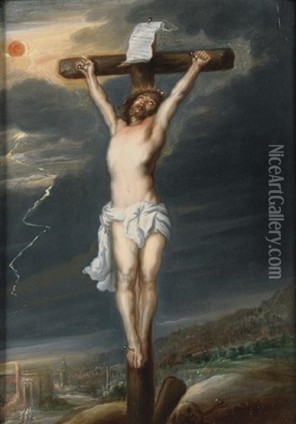Crucifixion Dans Un Paysage Oil Painting - Willem van Herp the Elder