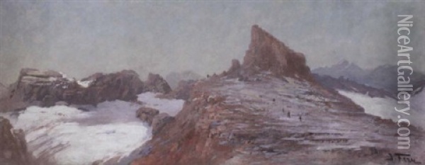 Grinell Glacier, Red Eagle Mountain Oil Painting - John Fery