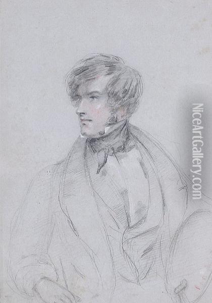 A Portrait Of An Artist Holding A Palette Oil Painting - Sir George Hayter