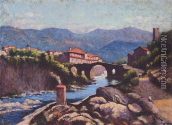 Mountain Village Oil Painting - Henri Beau