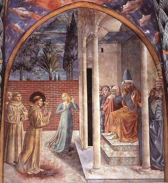 Scenes from the Life of St Francis (Scene 10, north wall) 1452 Oil Painting - Benozzo di Lese di Sandro Gozzoli