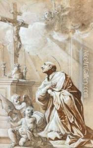 Saint Charles Borromee Oil Painting - Vincenzo Meucci