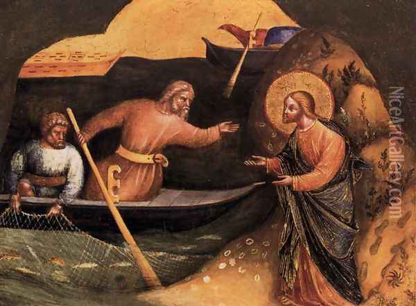 Calling of the Apostles Peter and Andrew c 1370 Oil Painting - Lorenzo Veneziano