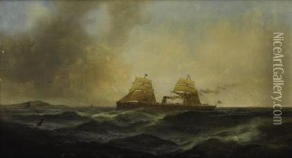 Seascape With Ship Oil Painting - Gideon Jacques Denny