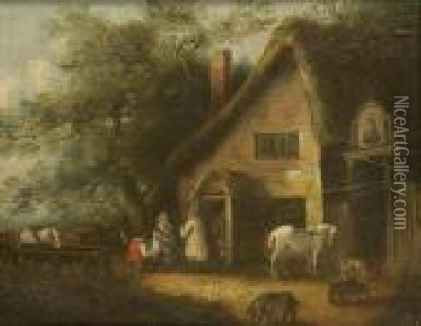 Outside The Bell Oil Painting - George Morland