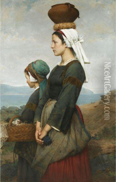 Le Chemin Du Marche, Finistere Oil Painting - Emile Auguste Hublin
