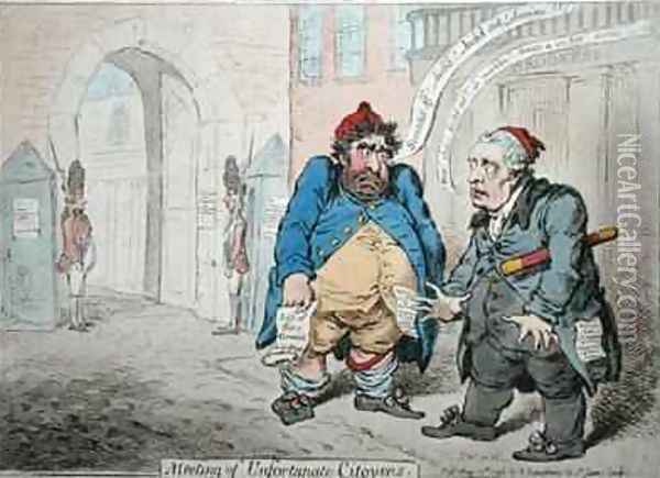 Meeting of Unfortunate Citoyens Oil Painting - James Gillray
