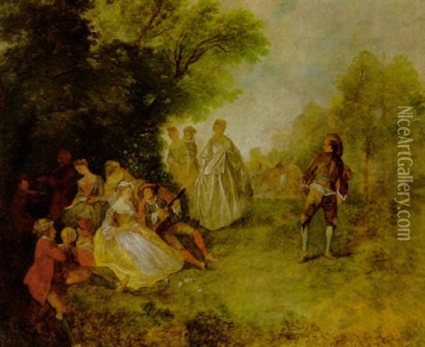 Tanzbelustigung Im Schlosspark Oil Painting - Nicolas Lancret