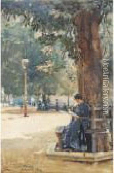 A Quiet Moment In The Shade, Richmond Oil Painting - James Paterson