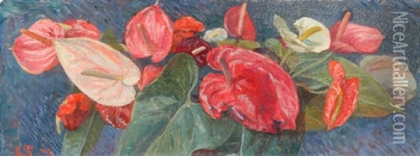 Blomster Fra Fredensborg Slotshave Oil Painting - Laurits Regner Tuxen
