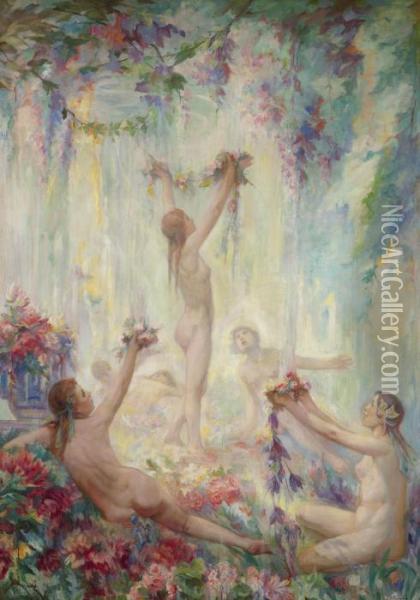 The Maidens Of Spring Oil Painting - Jean Ubaghs