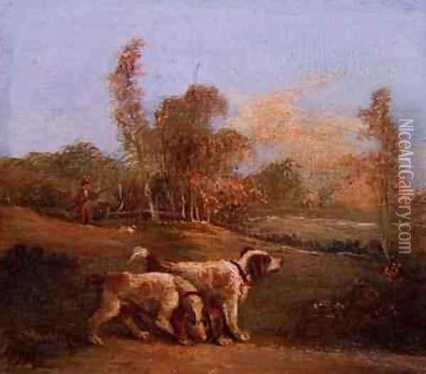 Spaniels in a landscape with keeper Oil Painting - Thomas Hand