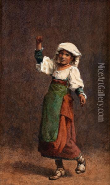 Italian Girl Dancing Oil Painting - Egron Sellif Lundgren
